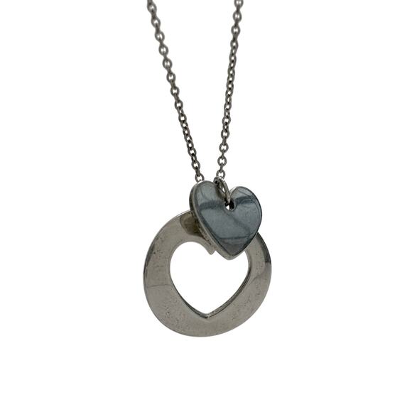 Tiffany & Co. 2 Heart Necklace - Stencil Heart Pendant with Cutout Heart - Picture 6 of 16